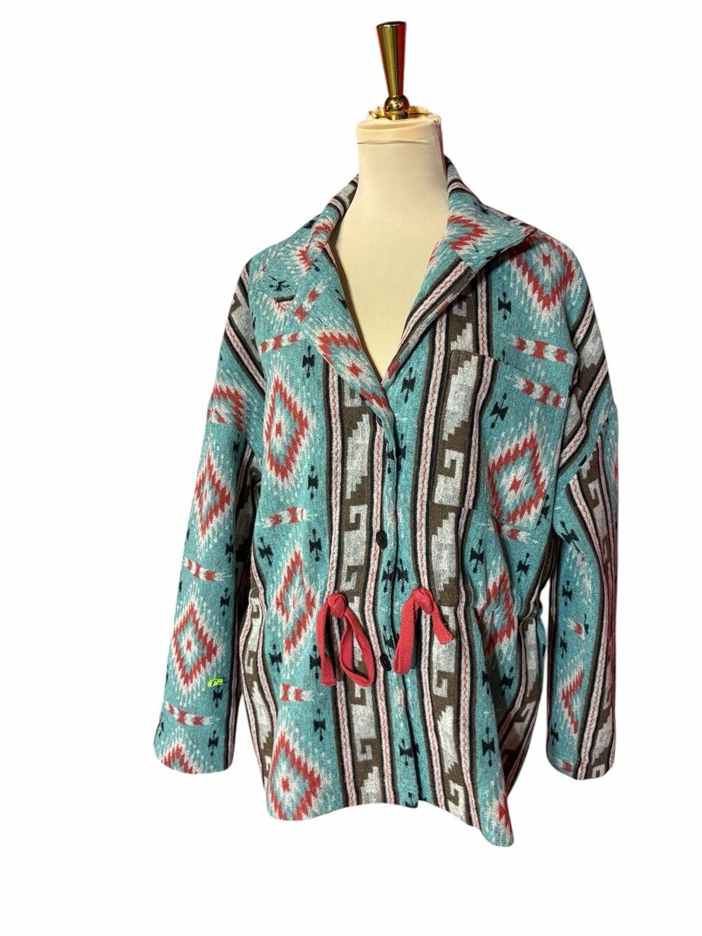 1.4.3 Story by Line Up Aztec Southwest Utility Jacket Turquoise Red Size M
